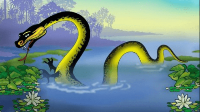 Es un genio guardián que cambia de forma, a veces puede ser un sapo o un tigre; normalmente presenta el aspecto de una serpiente